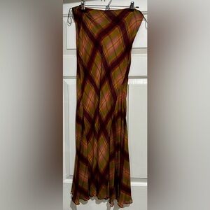 Zara Maroon Plaid Maxi Skirt